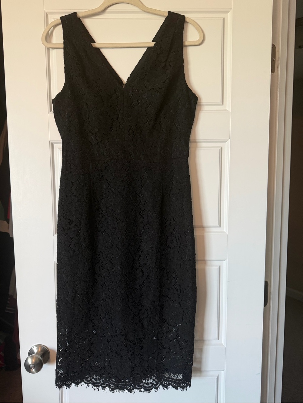 J. Crew Black Lace V-Neck Midi Dress